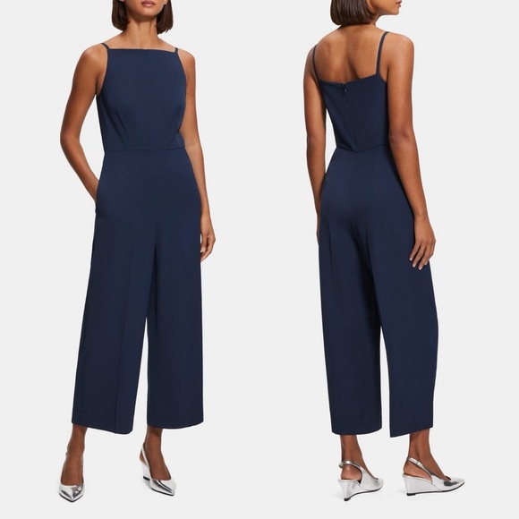 Theory Pants - Theory Square Neck Sleeveless Jumpsuit, Navy Size 6 New w/Tag Retail $395